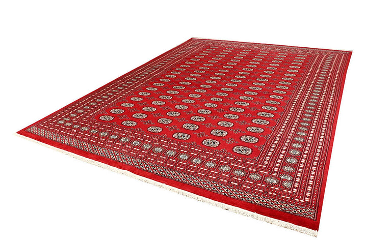 Red Pakistani Bokhara Rug 8' 10" x 12' 4" Hand-Knotted | No. QA54779