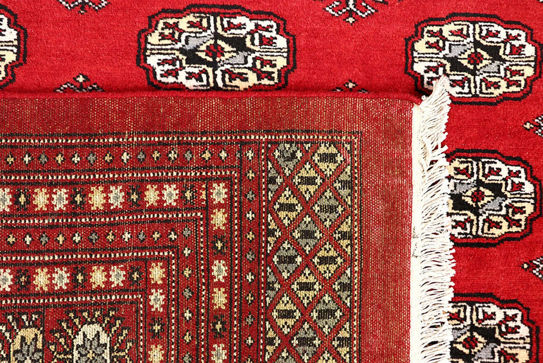 Red Pakistani Bokhara Rug 8' 10" x 12' 4" Hand-Knotted | No. QA54779