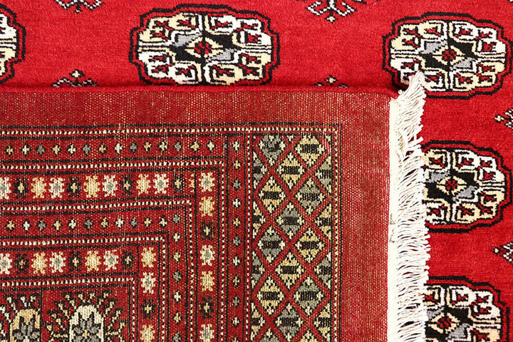 Red Pakistani Bokhara Rug 8' 10" x 12' 4" Hand-Knotted | No. QA54779
