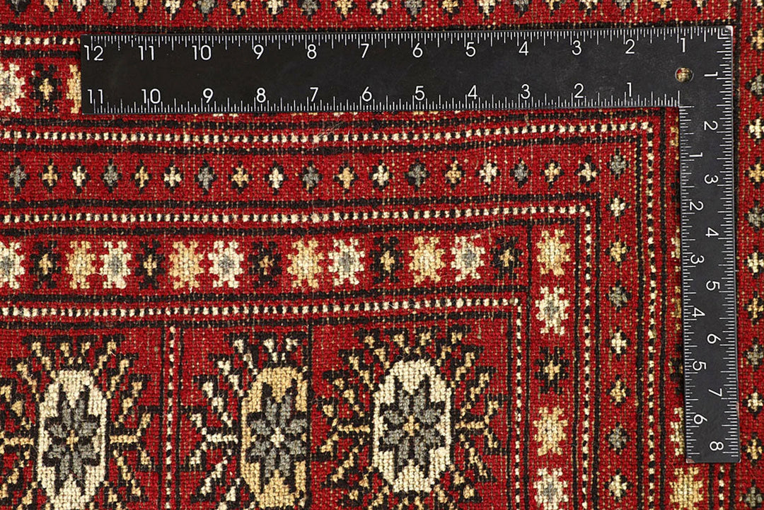 Red Pakistani Bokhara Rug 8' 10" x 12' 4" Hand-Knotted | No. QA54779