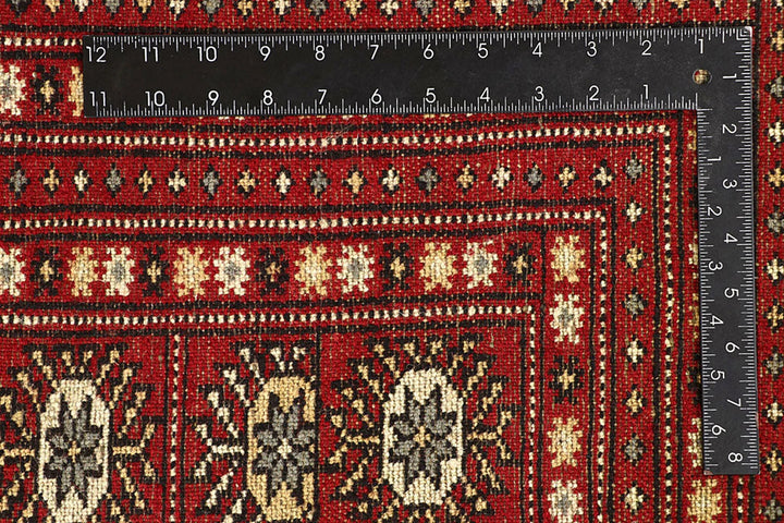 Red Pakistani Bokhara Rug 8' 10" x 12' 4" Hand-Knotted | No. QA54779