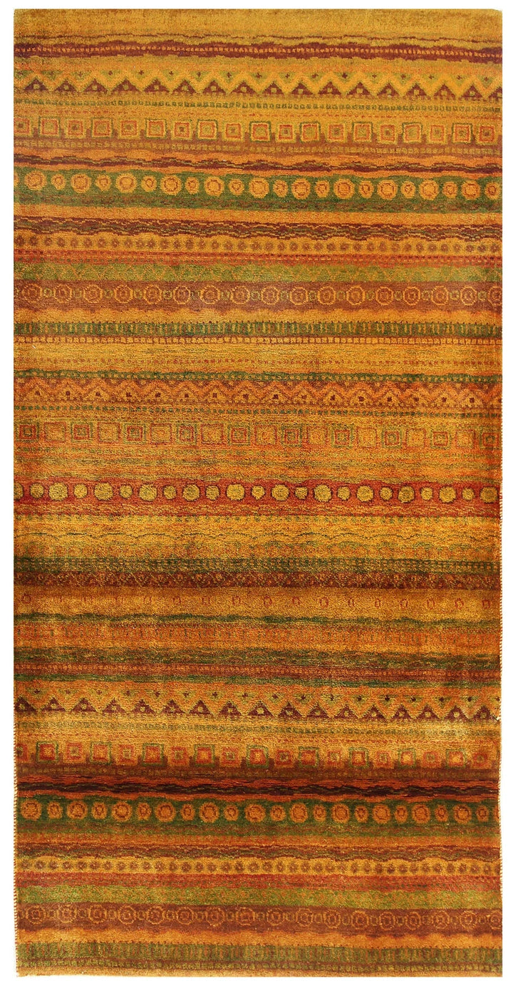 Brown Gabbeh Rug 3' 3" x 6' 5" Hand-Knotted | No. QA54796