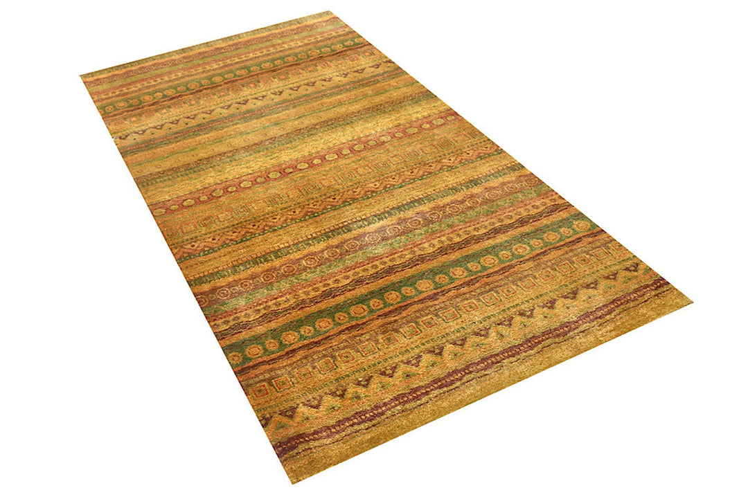 Brown Gabbeh Rug 3' 3" x 6' 5" Hand-Knotted | No. QA54796
