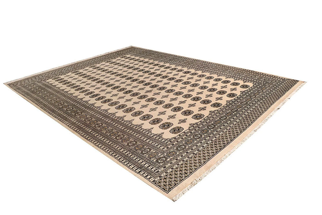 Brown Bokhara Rug 9' 2" x 12' " Hand-Knotted | No. QA54851