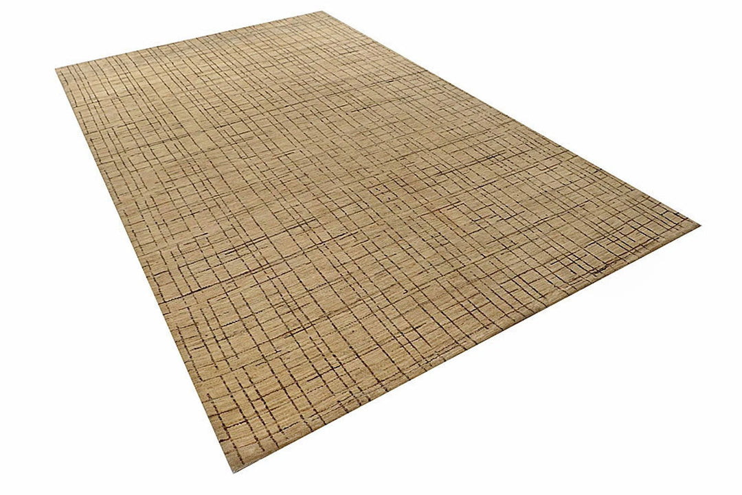 Tan Pakistani Gabbeh Rug 5' 11" x 9' 10" Hand-Knotted | No. QA54860