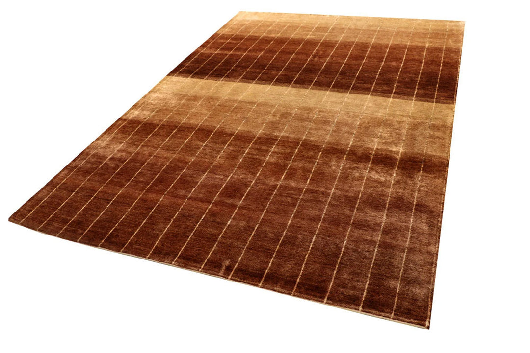 Brown Pakistani Gabbeh Rug 6' x 8' 9" Hand-Knotted | No. QA54909