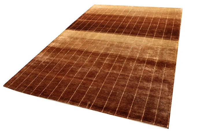 Brown Pakistani Gabbeh Rug 6' x 8' 9" Hand-Knotted | No. QA54909