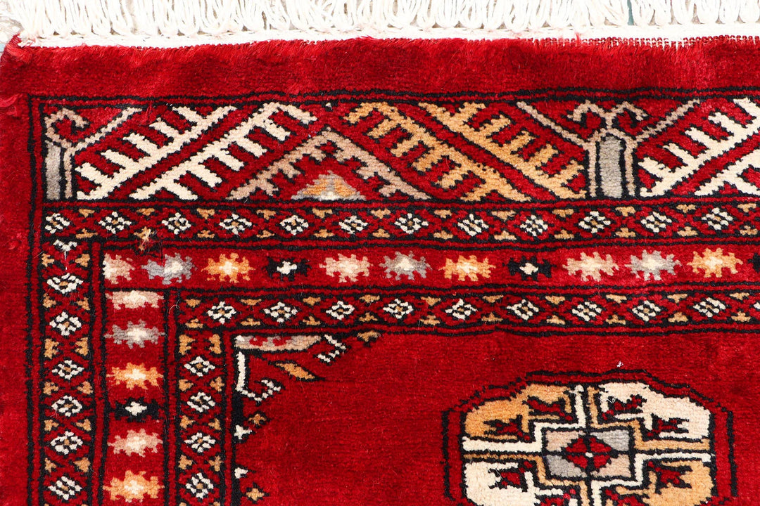Dark Red Pakistani Bokhara Rug 2' x 6' Hand-Knotted | No. QA54942