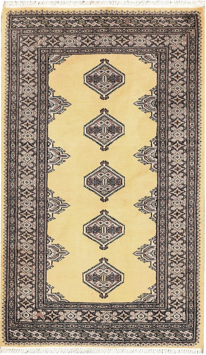 Pale Goldenrod Pakistani Jaldar Rug 3' x 5' Hand-Knotted | No. QA54951
