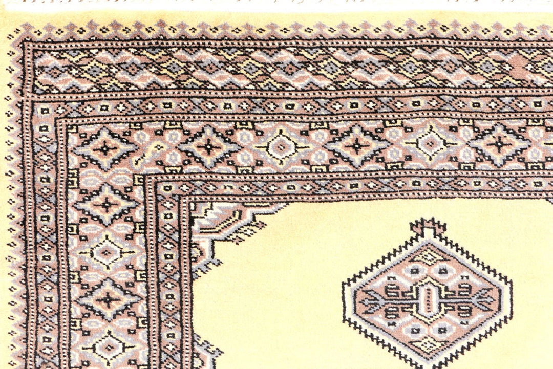 Pale Goldenrod Pakistani Jaldar Rug 3' x 5' Hand-Knotted | No. QA54951