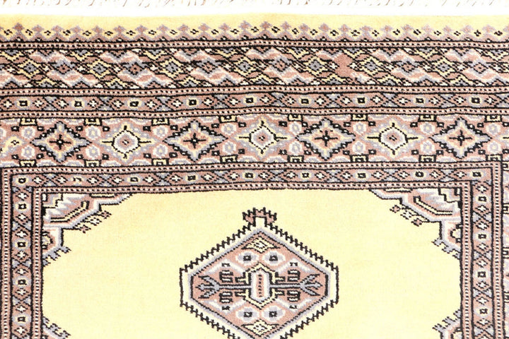 Pale Goldenrod Pakistani Jaldar Rug 3' x 5' Hand-Knotted | No. QA54951