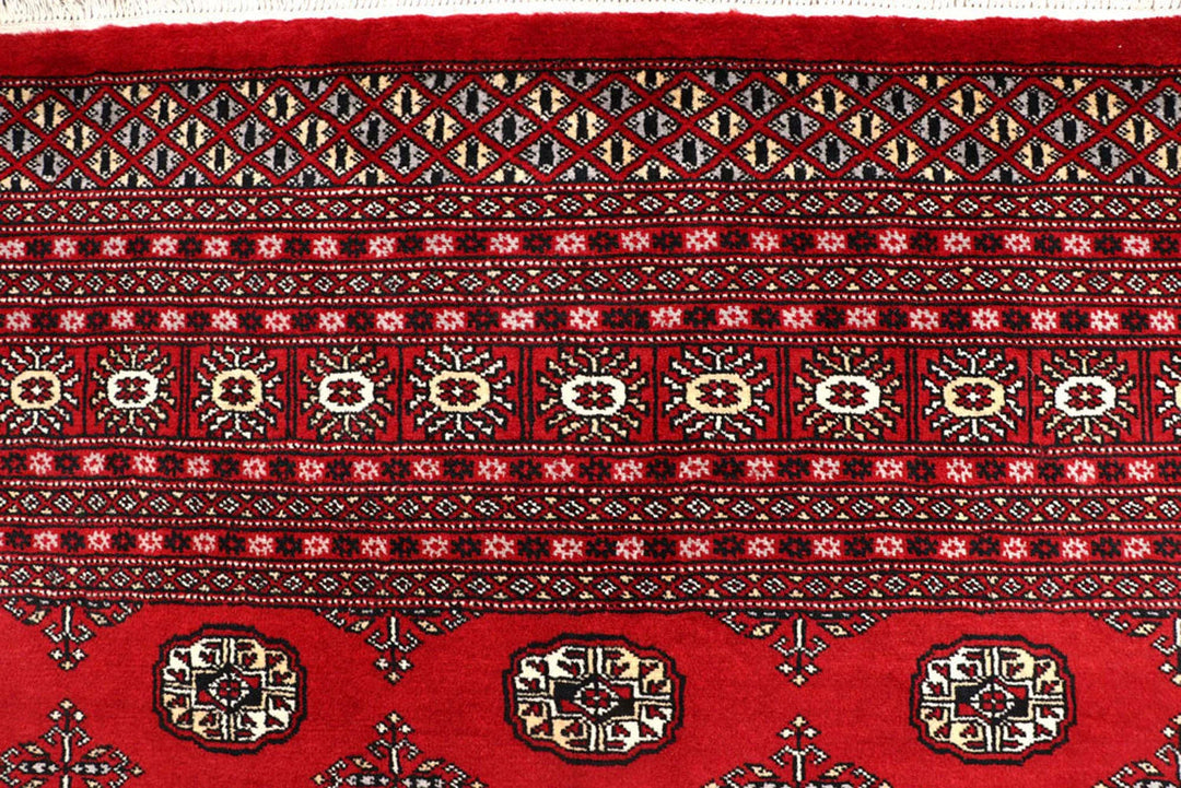 Red Pakistani Bokhara Rug 8' 1" x 10' 6" Hand-Knotted | No. QA54953