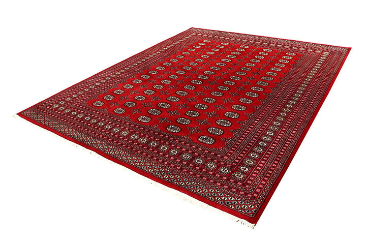 Red Pakistani Bokhara Rug 8' 1" x 10' 6" Hand-Knotted | No. QA54953