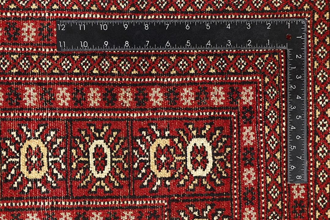 Red Pakistani Bokhara Rug 8' 1" x 10' 6" Hand-Knotted | No. QA54953