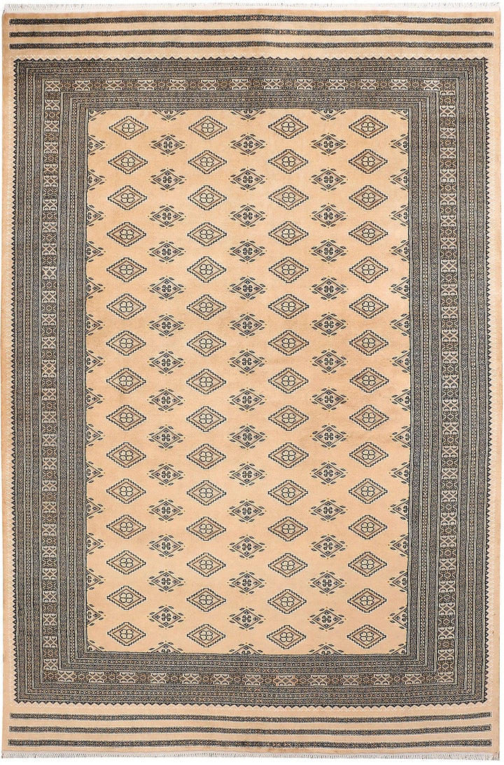 Brown Pakistani Jaldar Rug 6' 6" x 9' 10" Hand-Knotted | No. QA55194