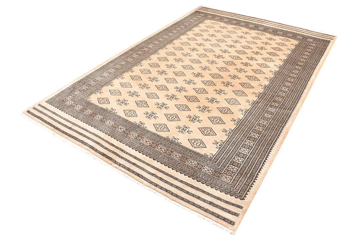 Brown Pakistani Jaldar Rug 6' 6" x 9' 10" Hand-Knotted | No. QA55194
