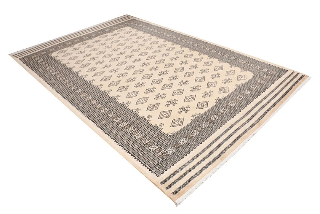 Brown Pakistani Jaldar Rug 6' 6" x 9' 10" Hand-Knotted | No. QA55194