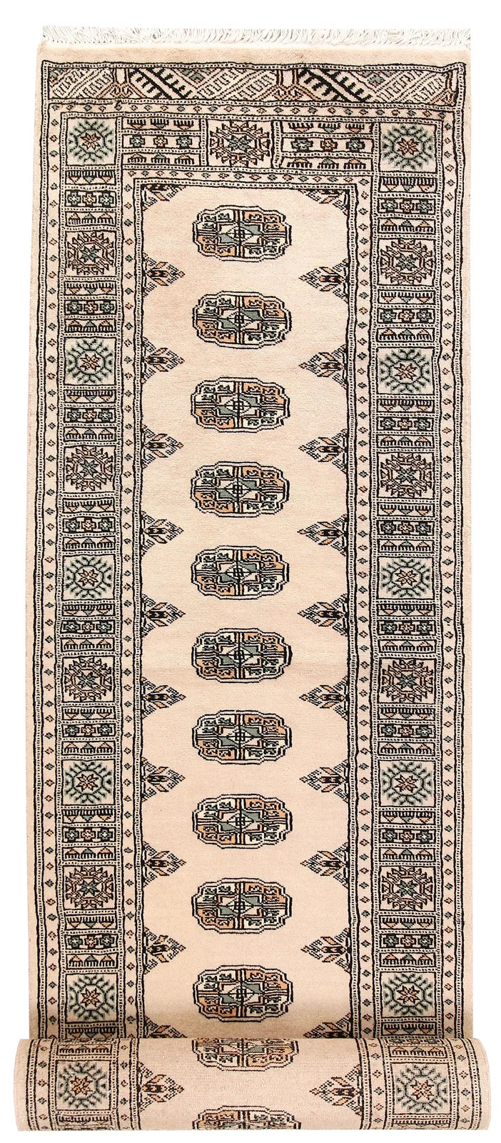 Brown Pakistani Bokhara Rug 2'6" x 12'10" Hand-Knotted | No. QA55254
