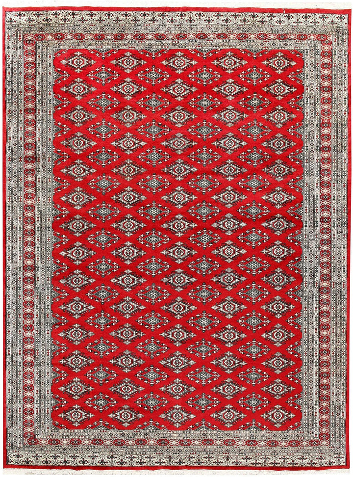 Red Pakistani Jaldar Rug 8' 2" x 11' 1" Hand-Knotted | No. QA55270