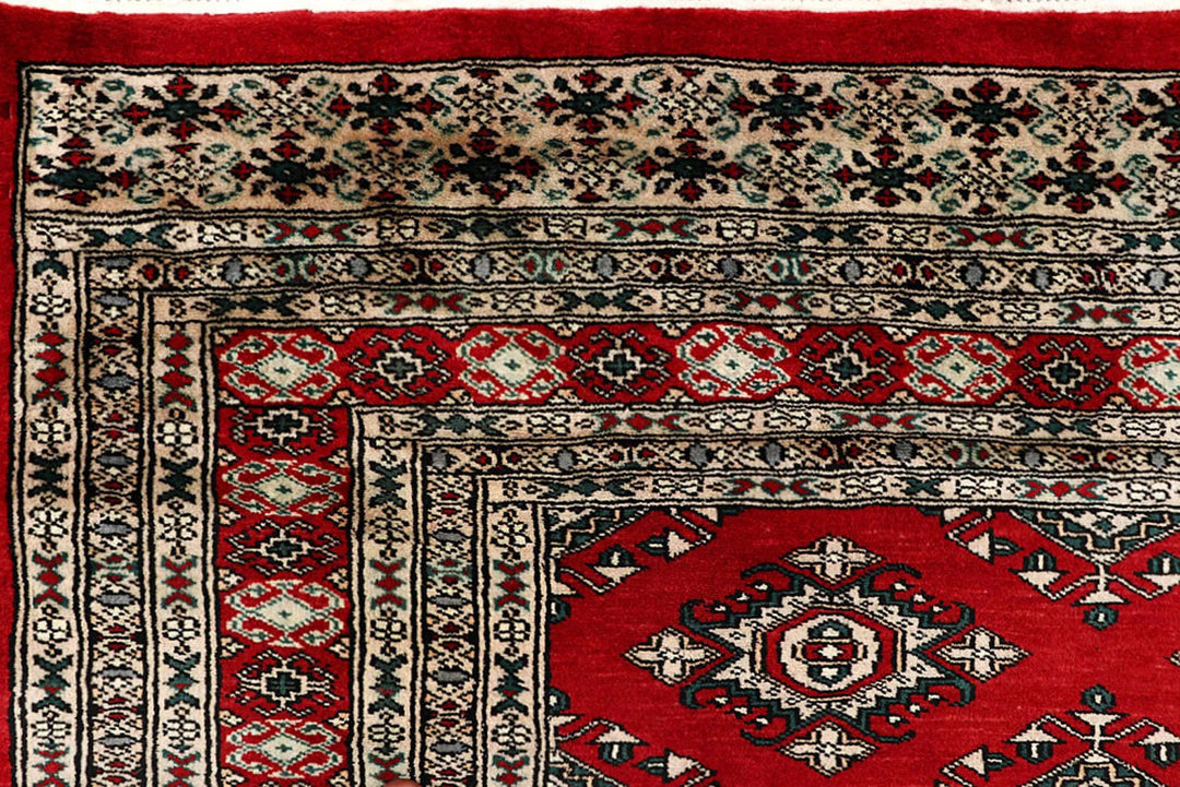 Red Pakistani Jaldar Rug 8' 2" x 11' 1" Hand-Knotted | No. QA55270