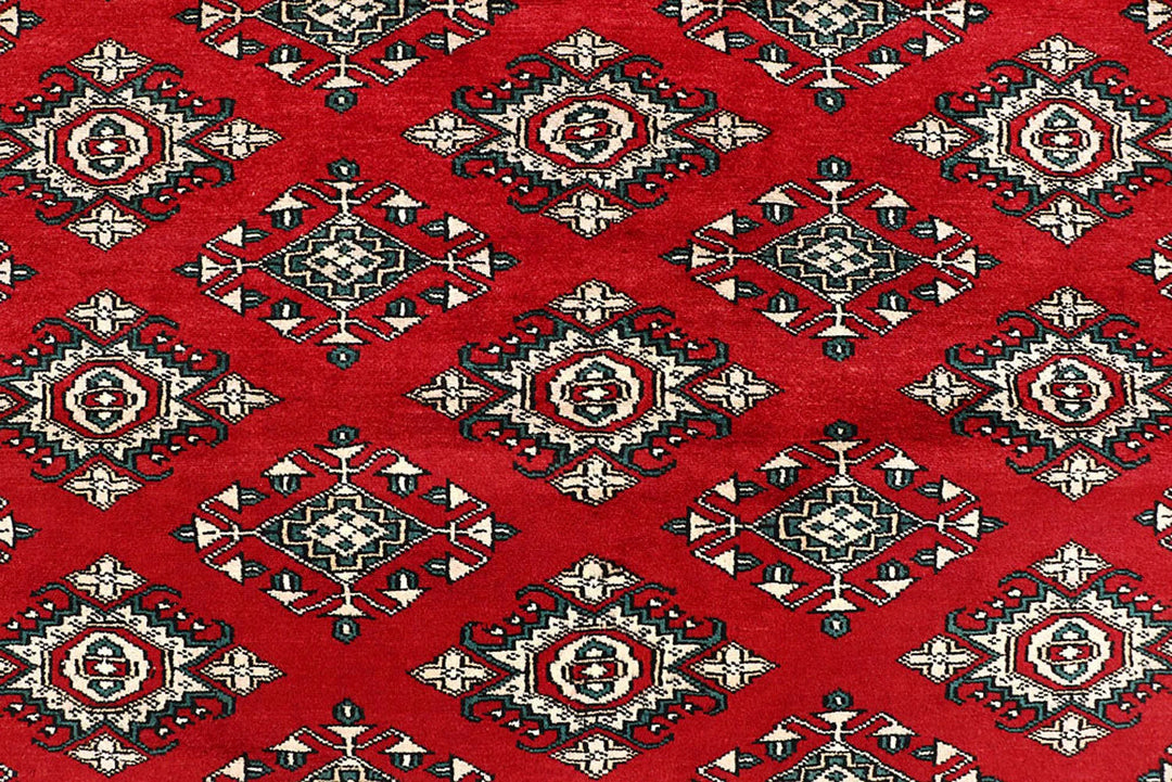 Red Pakistani Jaldar Rug 8' 2" x 11' 1" Hand-Knotted | No. QA55270