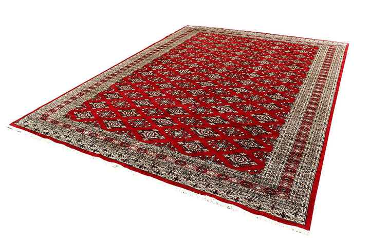 Red Pakistani Jaldar Rug 8' 2" x 11' 1" Hand-Knotted | No. QA55270