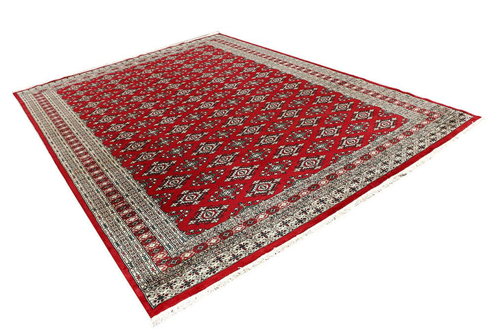 Red Pakistani Jaldar Rug 8' 2" x 11' 1" Hand-Knotted | No. QA55270