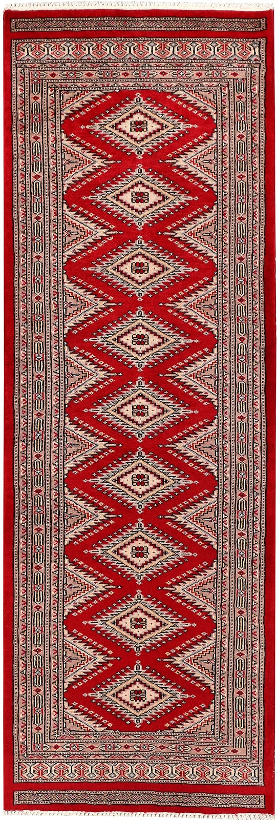 Red Pakistani Jaldar Rug 2' 2" x 6' 3" Hand-Knotted | No. QA55325