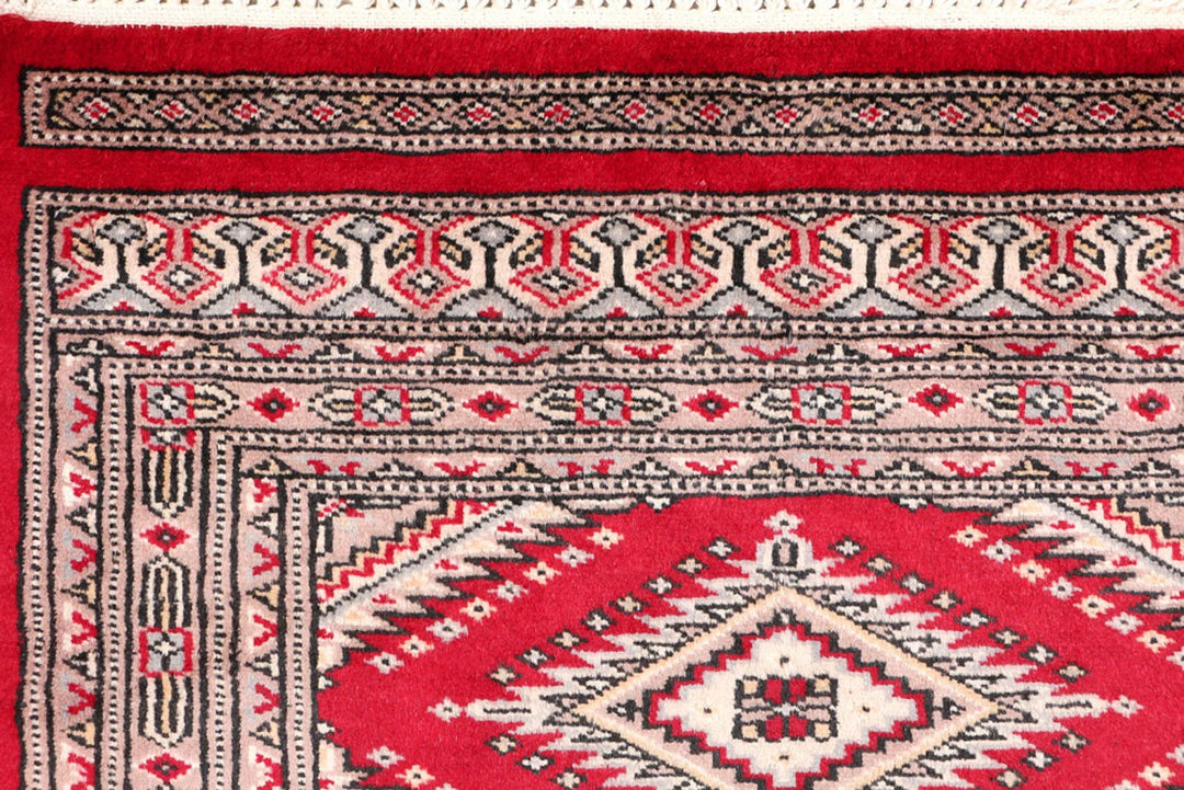 Red Pakistani Jaldar Rug 2' 2" x 6' 3" Hand-Knotted | No. QA55325