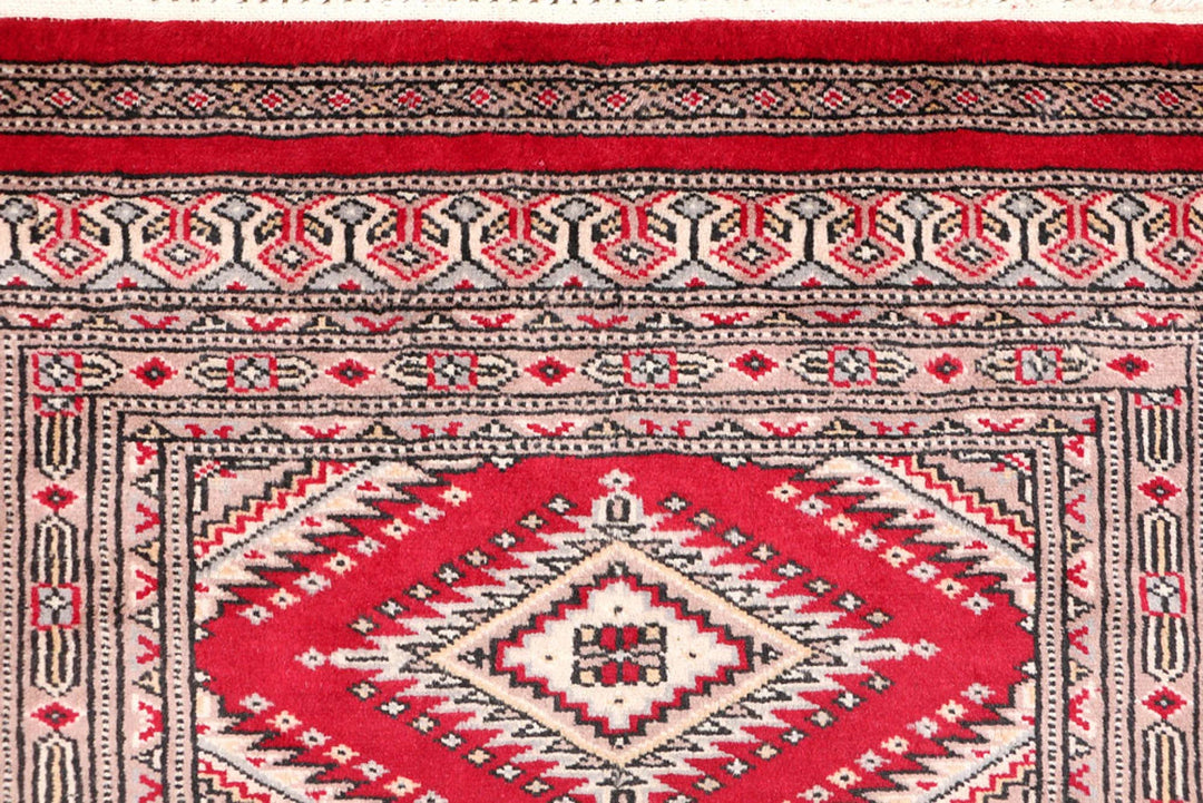 Red Pakistani Jaldar Rug 2' 2" x 6' 3" Hand-Knotted | No. QA55325