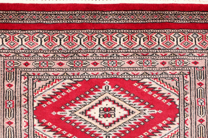 Red Pakistani Jaldar Rug 2' 2" x 6' 3" Hand-Knotted | No. QA55325