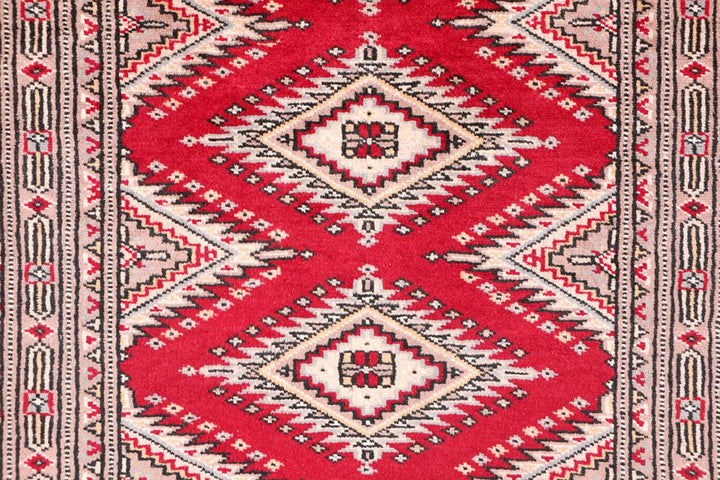 Red Pakistani Jaldar Rug 2' 2" x 6' 3" Hand-Knotted | No. QA55325