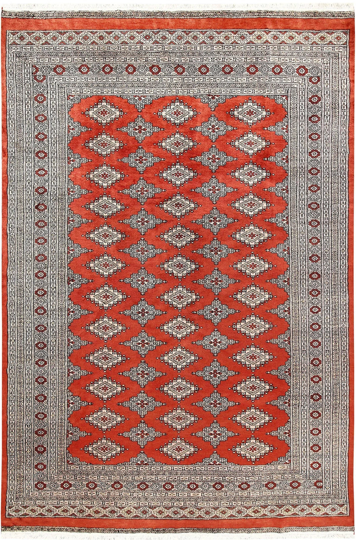 Tomato Pakistani Jaldar Rug 5' 11" x 8' 10" Hand-Knotted | No. QA55375