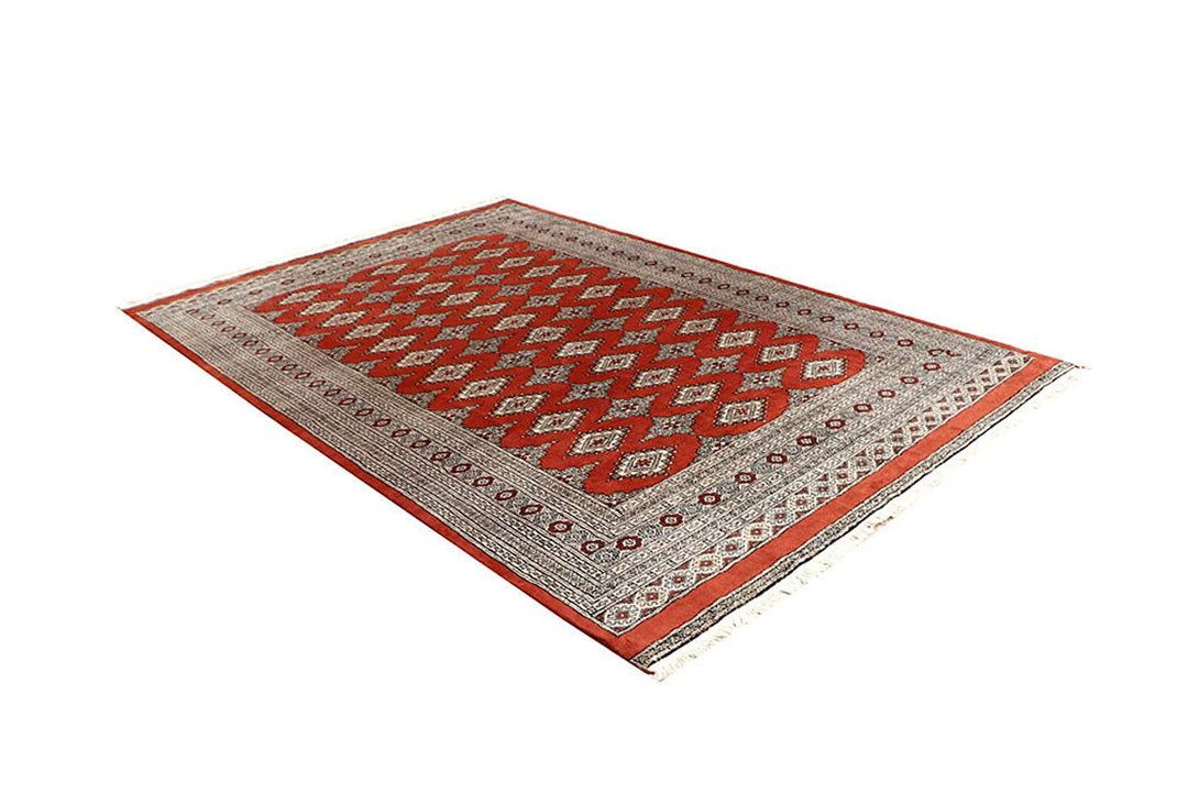Tomato Pakistani Jaldar Rug 5' 11" x 8' 10" Hand-Knotted | No. QA55375