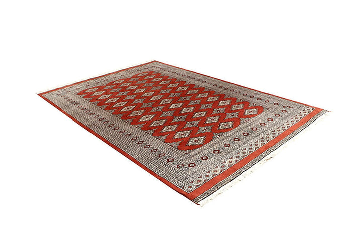 Tomato Pakistani Jaldar Rug 5' 11" x 8' 10" Hand-Knotted | No. QA55375