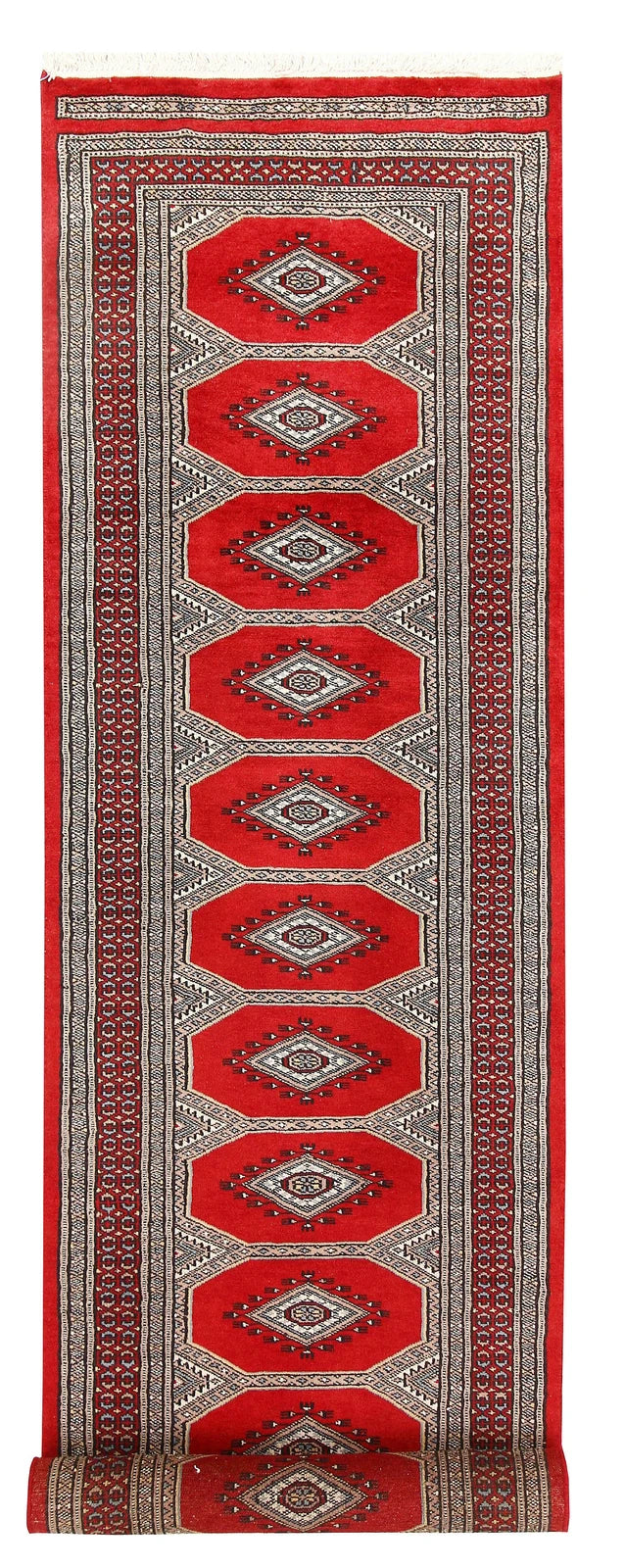 Firebrick Pakistani Jaldar Rug 2' 4" x 9' Hand-Knotted | No. QA55434