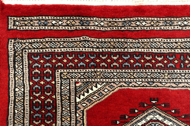 Firebrick Pakistani Jaldar Rug 2' 4" x 9' Hand-Knotted | No. QA55434