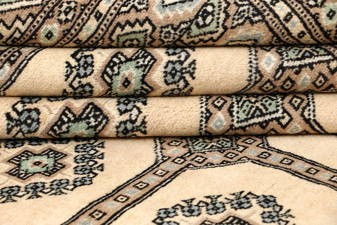 Brown Pakistani Jaldar Rug 6' 5" x 8' 6" Hand-Knotted | No. QA55441