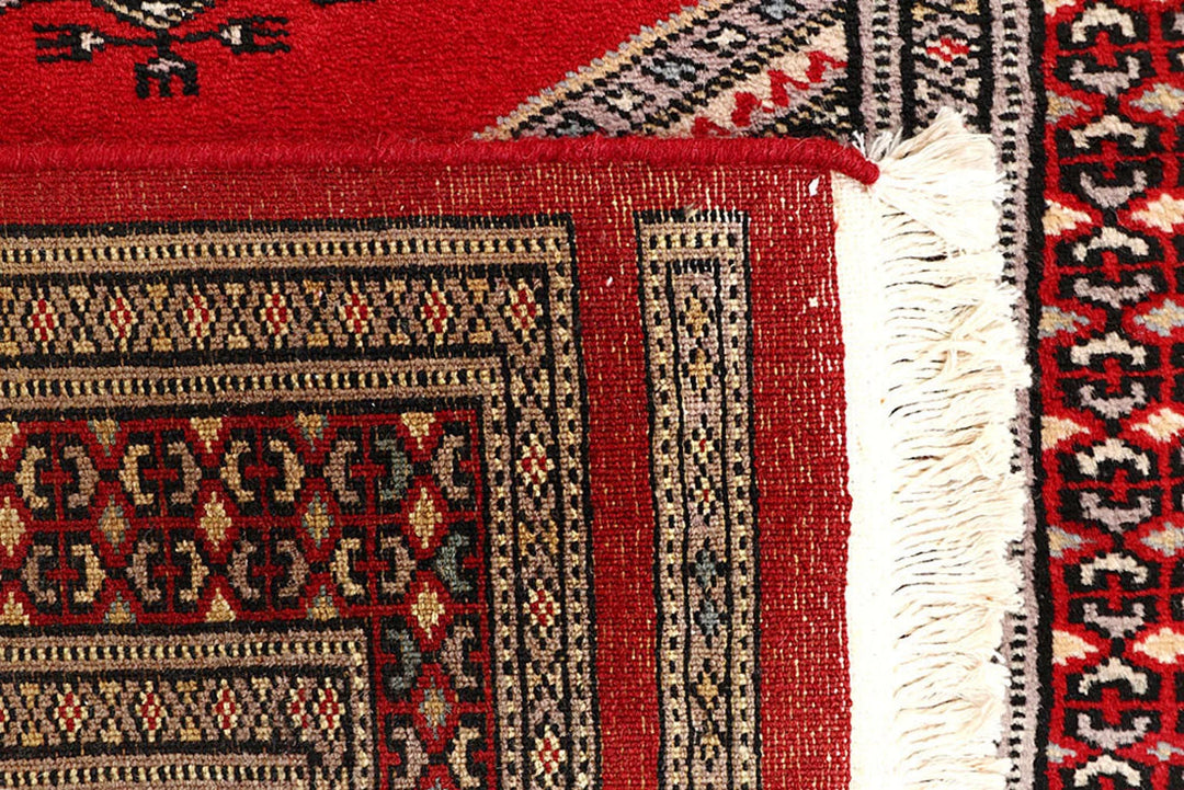 Firebrick Pakistani Jaldar Runner Rug 2' 4" x 9' 5" Hand-Knotted | No. QA55523