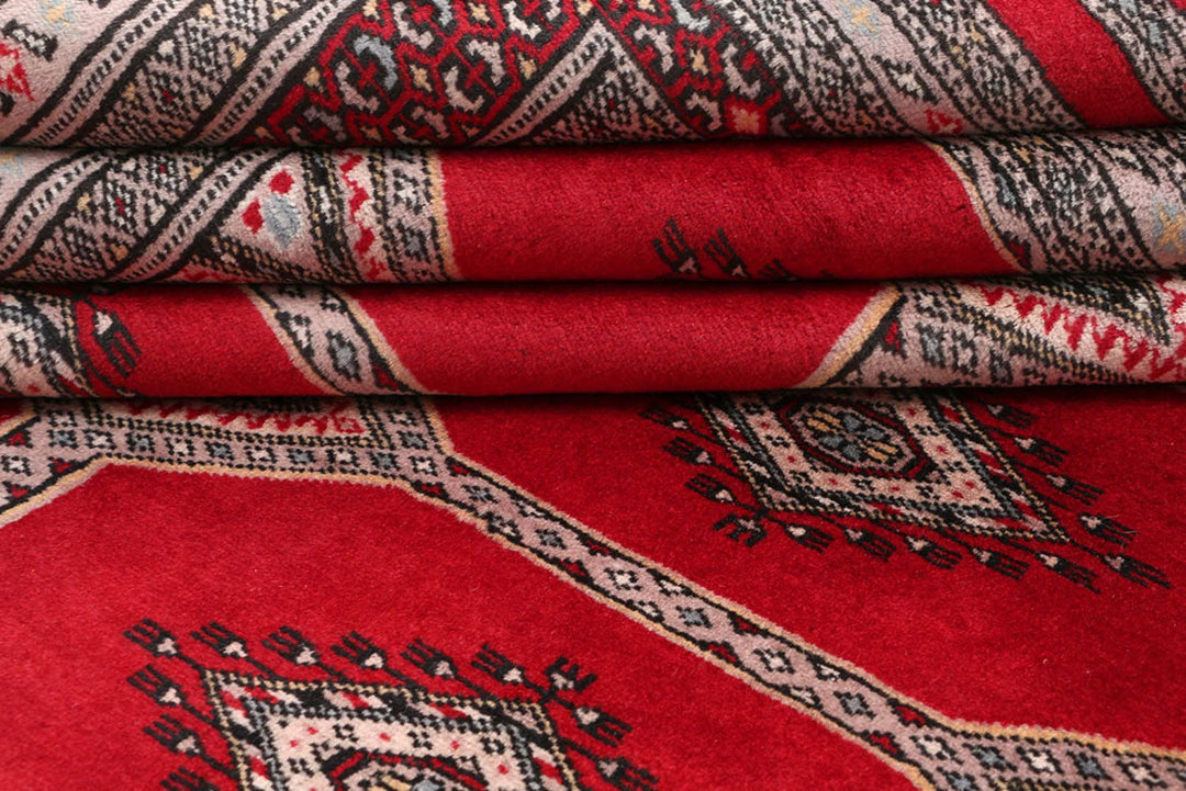 Firebrick Red Pakistani Jaldar Rug 5' 5" x 8' 2" Hand-Knotted | No. QA55596