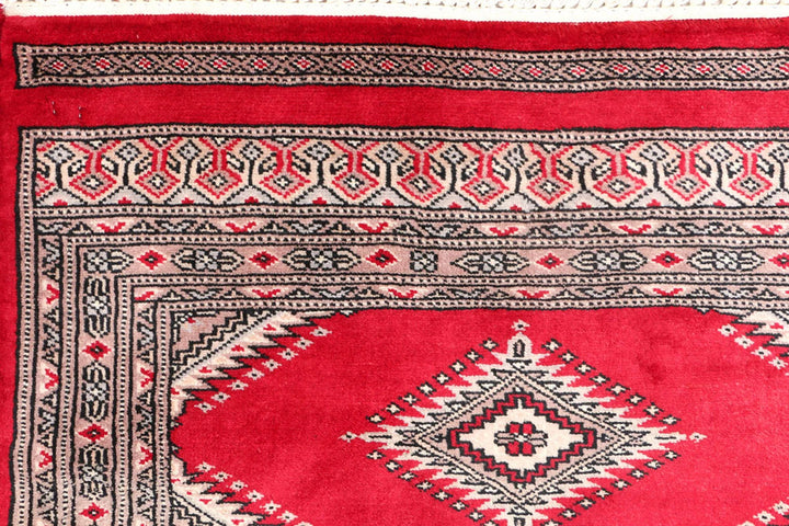 Red Pakistani Jaldar Rug 2' 7" x 3' 7" Hand-Knotted | No. QA55611
