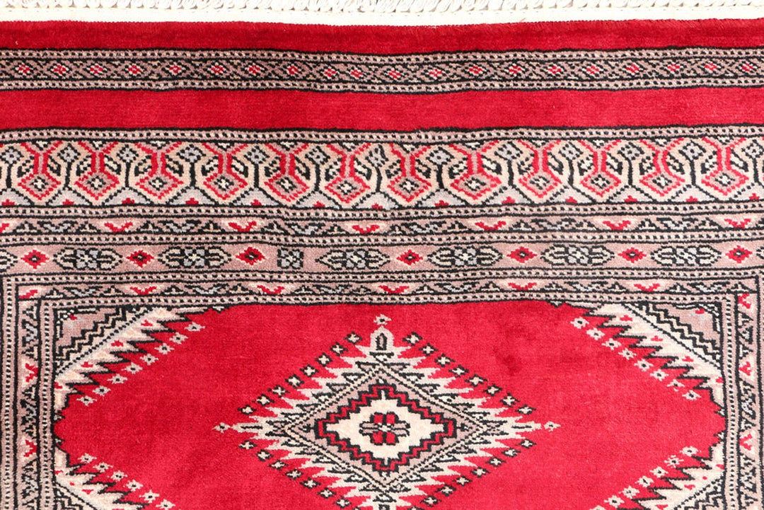 Red Pakistani Jaldar Rug 2' 7" x 3' 7" Hand-Knotted | No. QA55611