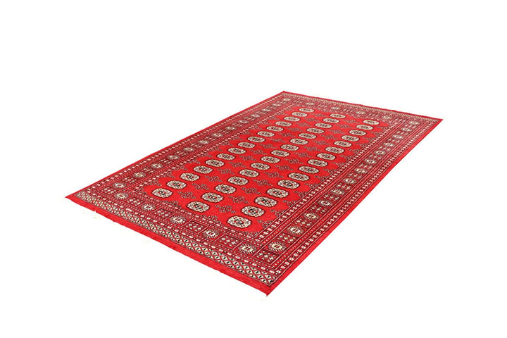 Firebrick Pakistani Bokhara Rug 4' 11" x 7' 9" Hand-Knotted | No. QA55857