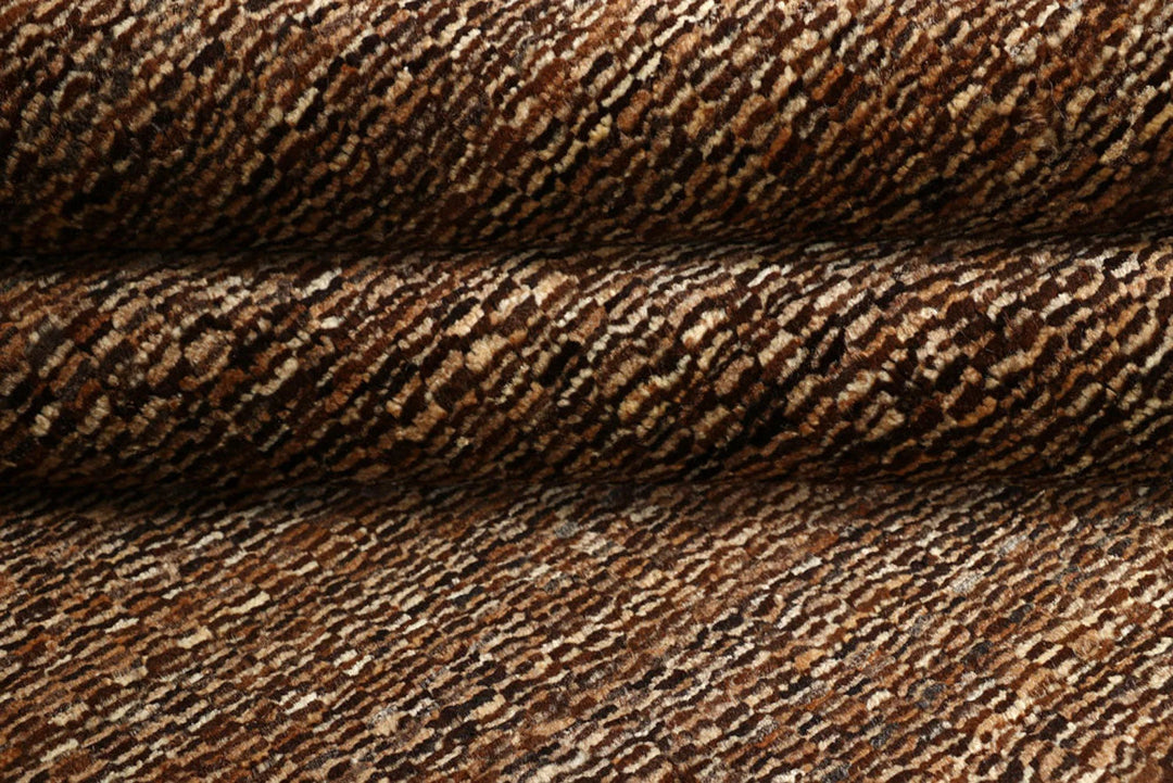 Saddle Brown Pakistani Gabbeh Rug 5' 10" x 9' 3" Hand-Knotted | No. QA55917