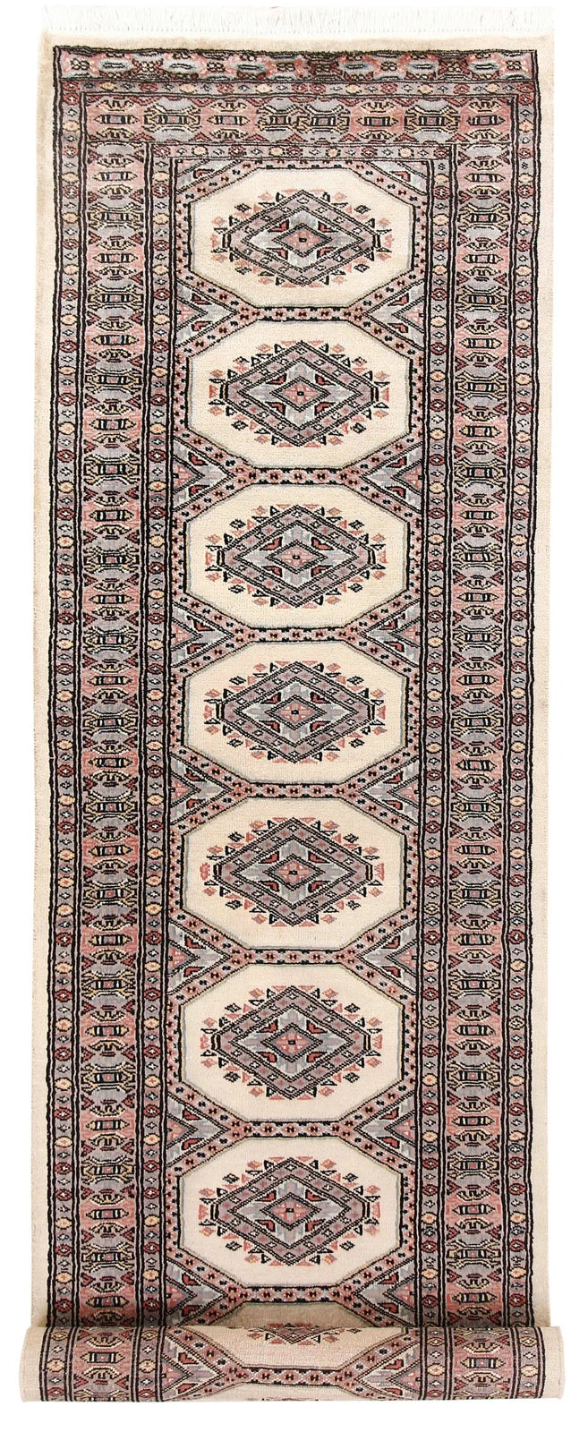 Brown Pakistani Jaldar Rug 2' 4" x 9' 4" Hand-Knotted | No. QA55987
