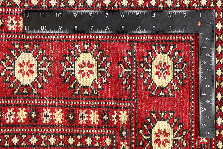 Red Pakistani Bokhara Rug 5' 7" x 8' 10" Hand-Knotted | No. QA56012