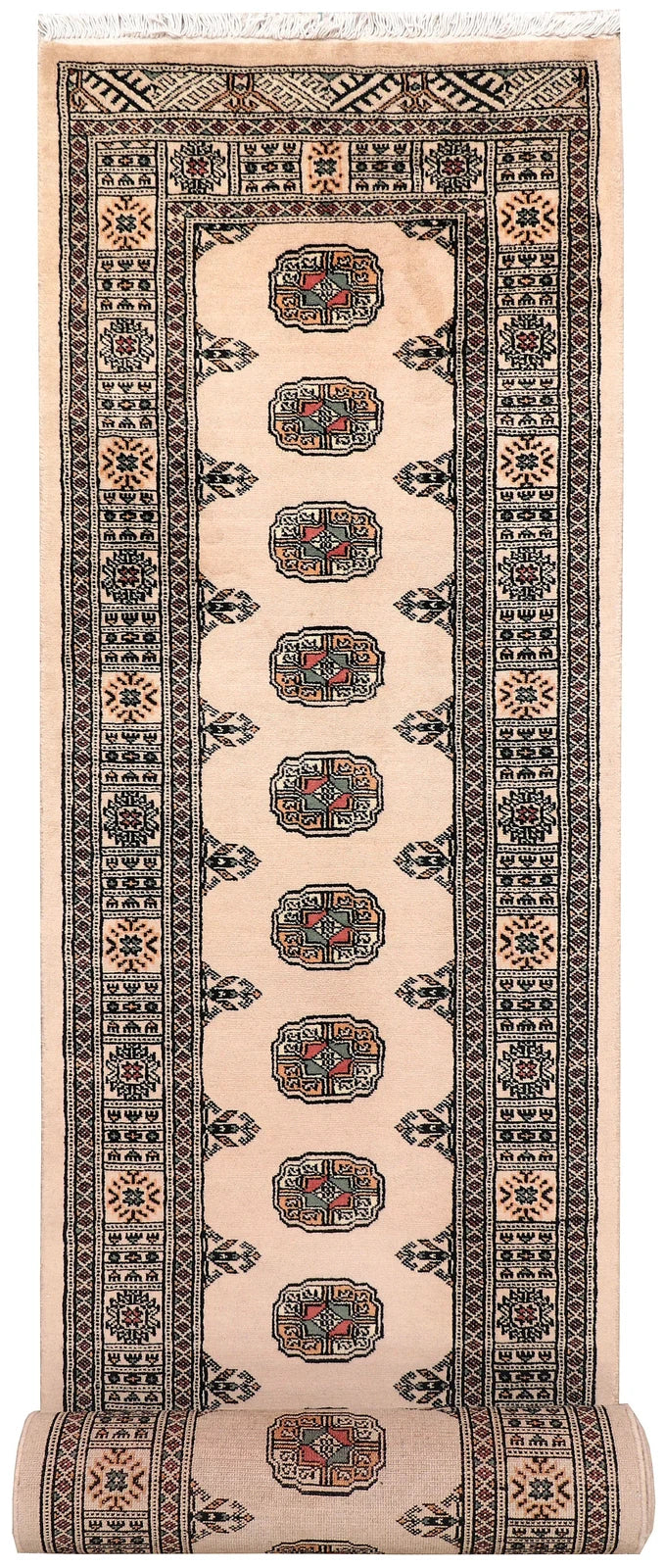 Brown Pakistani Bokhara Rug 2' 6" x 13' 11" Hand-Knotted | No. QA56170