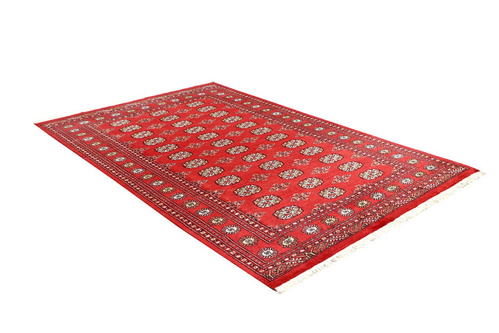 Firebrick Red Pakistani Bokhara Rug 5' 4" x 8' 5" Hand-Knotted | No. QA56210