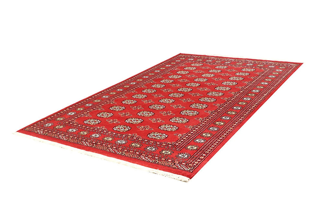 Firebrick Red Pakistani Bokhara Rug 5' 4" x 8' 5" Hand-Knotted | No. QA56210
