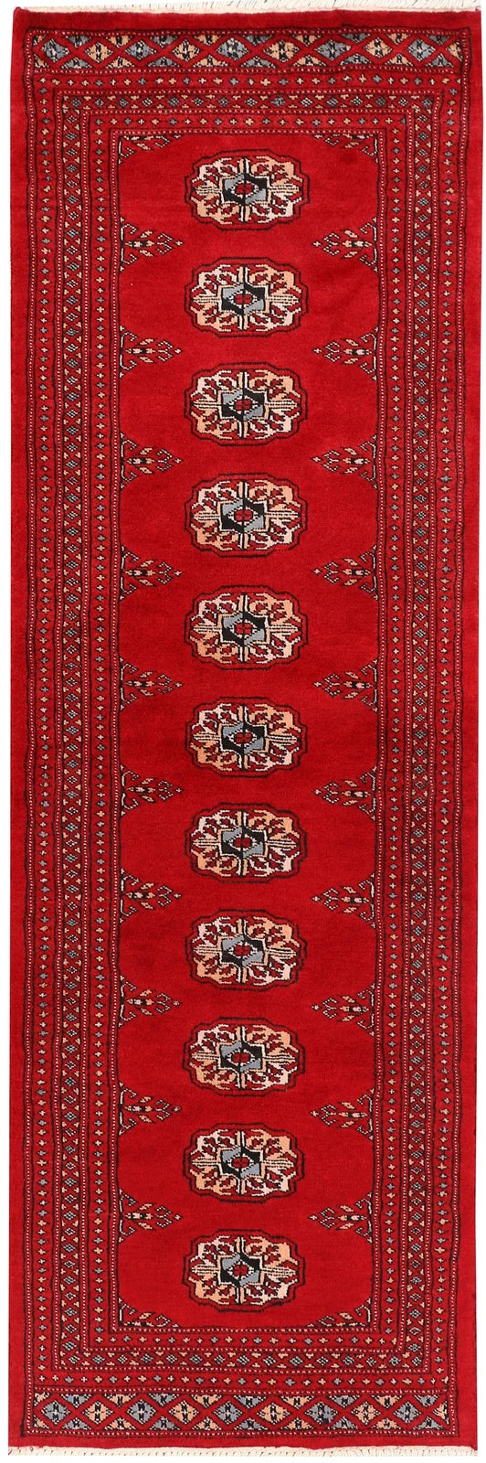 Red Pakistani Bokhara Rug 2' x 6'3" Hand-Knotted | No. QA56377